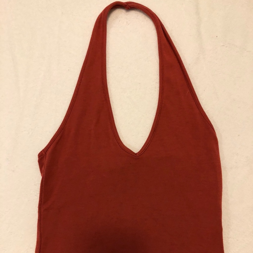 Orange halter crop top